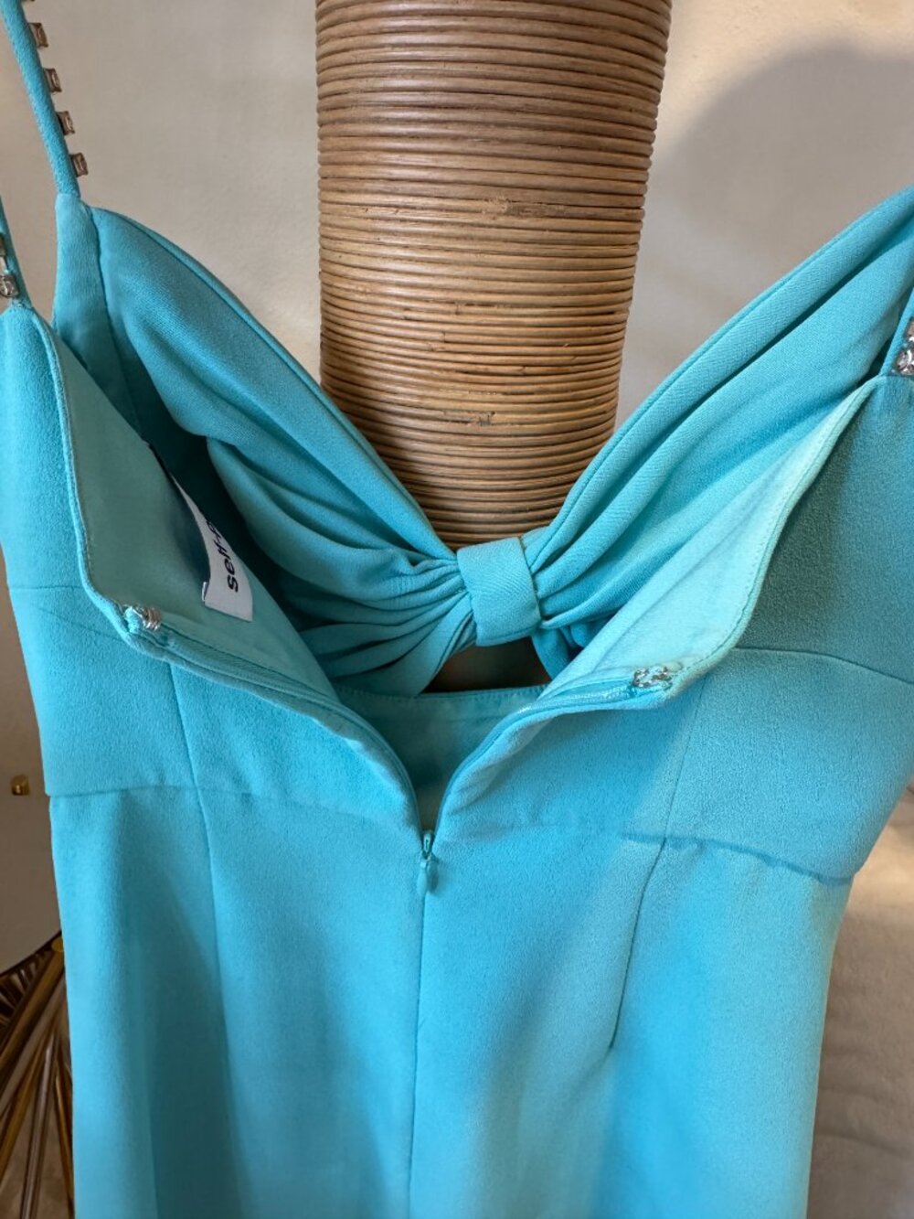 Self-Portrait aqua crepe mini dress - size US 0 - Picture 4 of 9